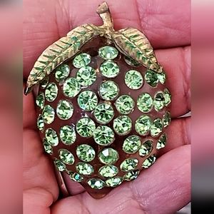 Vintage Glower Austria Fruit Lime Rhinestone Brooch